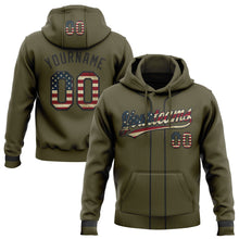 Load image into Gallery viewer, Custom Stitched Olive Vintage USA Flag-Black Baseball Pullover Sweatshirt Hoodie
