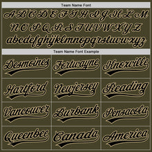 Load image into Gallery viewer, Custom Stitched Olive Black-Vegas Gold Baseball Pullover Sweatshirt Hoodie
