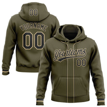Load image into Gallery viewer, Custom Stitched Olive Black-Vegas Gold Baseball Pullover Sweatshirt Hoodie

