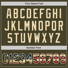 Load image into Gallery viewer, Custom Stitched Olive Vintage USA Flag-Cream Baseball Pullover Sweatshirt Hoodie
