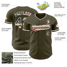 Load image into Gallery viewer, Custom Olive Vintage USA Flag-White Authentic Baseball Jersey
