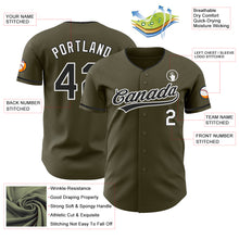 Load image into Gallery viewer, Custom Olive Black-White Authentic Baseball Jersey
