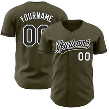 Load image into Gallery viewer, Custom Olive Black-White Authentic Baseball Jersey
