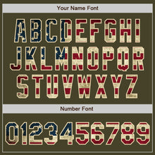 Load image into Gallery viewer, Custom Olive Vintage USA Flag-Cream Authentic Baseball Jersey
