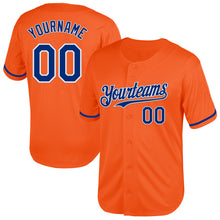 Load image into Gallery viewer, Custom Orange Royal-White Mesh Authentic Throwback Baseball Jersey
