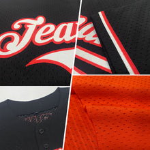 Load image into Gallery viewer, Custom Orange Navy-White Mesh Authentic Throwback Baseball Jersey
