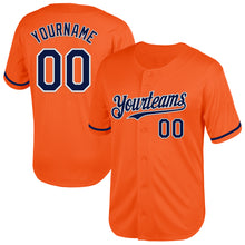 Load image into Gallery viewer, Custom Orange Navy-White Mesh Authentic Throwback Baseball Jersey
