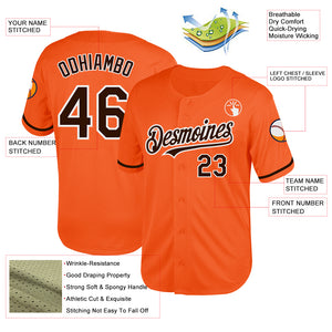 Custom Orange Brown-White Mesh Authentic Throwback Baseball Jersey