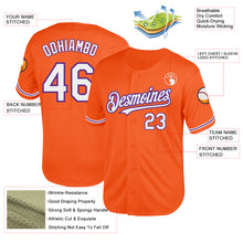 Load image into Gallery viewer, Custom Orange White-Purple Mesh Authentic Throwback Baseball Jersey

