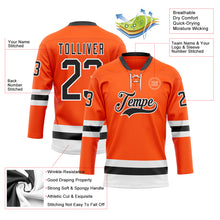 Charger l&#39;image dans la galerie, Custom Orange Black-White Hockey Lace Neck Jersey
