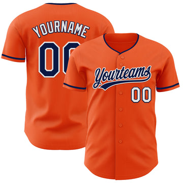 Custom Orange Navy-White Authentic Baseball Jersey