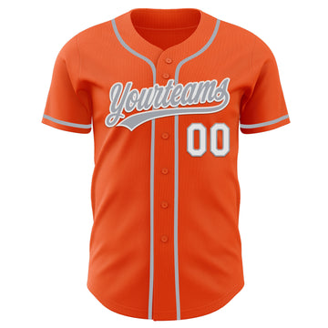 Custom Orange Gray-White Authentic Baseball Jersey