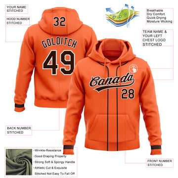 Custom Stitched Orange Brown-White Baseball Pullover Sweatshirt Hoodie