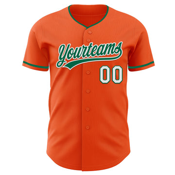 Custom Orange Kelly Green-White Authentic Baseball Jersey