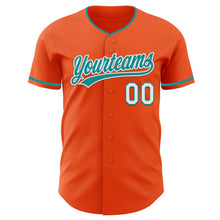 Laden Sie das Bild in den Galerie-Viewer, Custom Orange Teal-White Authentic Baseball Jersey
