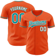 Laden Sie das Bild in den Galerie-Viewer, Custom Orange Teal-White Authentic Baseball Jersey
