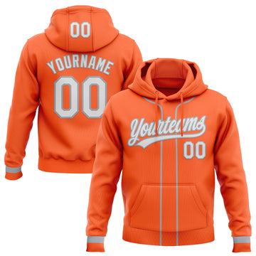 Custom Stitched Orange White-Gray Baseball Pullover Sweatshirt Hoodie