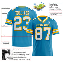 Load image into Gallery viewer, Custom Panther Blue White-Gold Mesh Authentic Football Jersey
