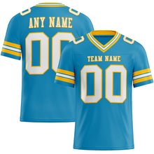 Load image into Gallery viewer, Custom Panther Blue White-Gold Mesh Authentic Football Jersey
