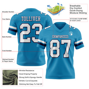 Custom Panther Blue White-Navy Mesh Authentic Football Jersey