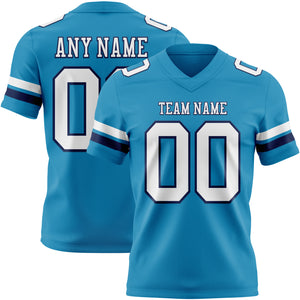 Custom Panther Blue White-Navy Mesh Authentic Football Jersey