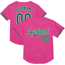 Load image into Gallery viewer, Custom Pink Kelly Green-White Mesh Authentic Throwback Baseball Jersey
