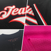 Load image into Gallery viewer, Custom Pink Black-White Mesh Authentic Throwback Baseball Jersey
