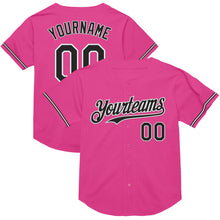 Load image into Gallery viewer, Custom Pink Black-White Mesh Authentic Throwback Baseball Jersey
