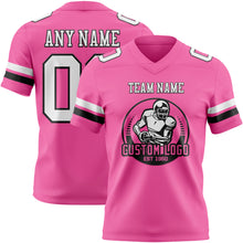 Laden Sie das Bild in den Galerie-Viewer, Custom Pink White-Black Authentic Football Jersey
