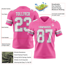 Laden Sie das Bild in den Galerie-Viewer, Custom Pink White-Gray Mesh Authentic Football Jersey
