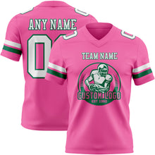 Laden Sie das Bild in den Galerie-Viewer, Custom Pink White-Kelly Green Mesh Authentic Football Jersey
