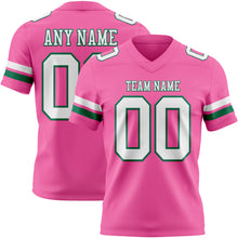 Laden Sie das Bild in den Galerie-Viewer, Custom Pink White-Kelly Green Mesh Authentic Football Jersey
