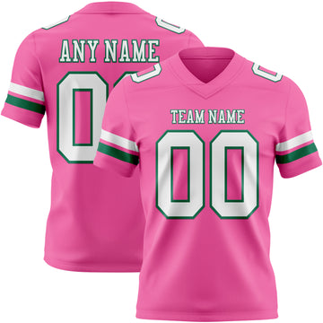 Custom Pink White-Kelly Green Mesh Authentic Football Jersey