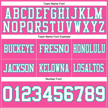 Laden Sie das Bild in den Galerie-Viewer, Custom Pink White-Aqua Authentic Football Jersey
