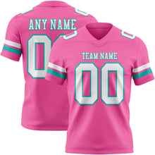 Laden Sie das Bild in den Galerie-Viewer, Custom Pink White-Aqua Authentic Football Jersey
