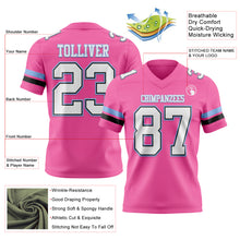 Загрузить изображение в средство просмотра галереи, Custom Pink White Black-Light Blue Authentic Football Jersey
