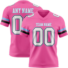 Загрузить изображение в средство просмотра галереи, Custom Pink White Black-Light Blue Authentic Football Jersey
