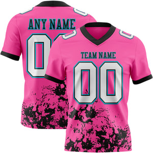 Custom Pink White Black-Lakes Blue Splash Mesh Authentic Football Jersey
