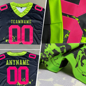 Custom Pink Sky Blue-White Splash Mesh Authentic Football Jersey