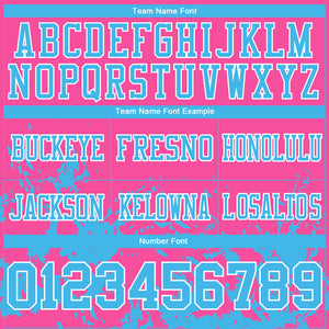 Custom Pink Sky Blue-White Splash Mesh Authentic Football Jersey