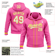 Load image into Gallery viewer, Custom Stitched Pink White-Yellow Baseball Pullover Sweatshirt Hoodie
