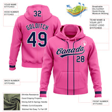 Load image into Gallery viewer, Custom Stitched Pink Navy-White Baseball Pullover Sweatshirt Hoodie
