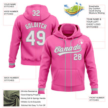 Load image into Gallery viewer, Custom Stitched Pink White-Gray Baseball Pullover Sweatshirt Hoodie
