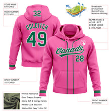 Load image into Gallery viewer, Custom Stitched Pink Kelly Green-White Baseball Pullover Sweatshirt Hoodie
