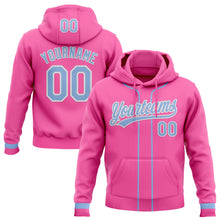 Load image into Gallery viewer, Custom Stitched Pink Light Blue-White Baseball Pullover Sweatshirt Hoodie
