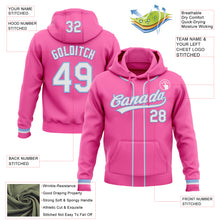 Load image into Gallery viewer, Custom Stitched Pink White-Light Blue Baseball Pullover Sweatshirt Hoodie
