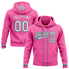Load image into Gallery viewer, Custom Stitched Pink White Light Blue-Black Baseball Pullover Sweatshirt Hoodie
