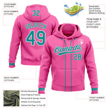 Load image into Gallery viewer, Custom Stitched Pink Teal-White Baseball Pullover Sweatshirt Hoodie
