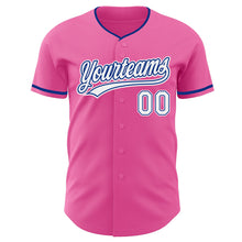Load image into Gallery viewer, Custom Pink White-Royal Authentic Baseball Jersey
