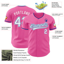 Load image into Gallery viewer, Custom Pink White-Royal Authentic Baseball Jersey
